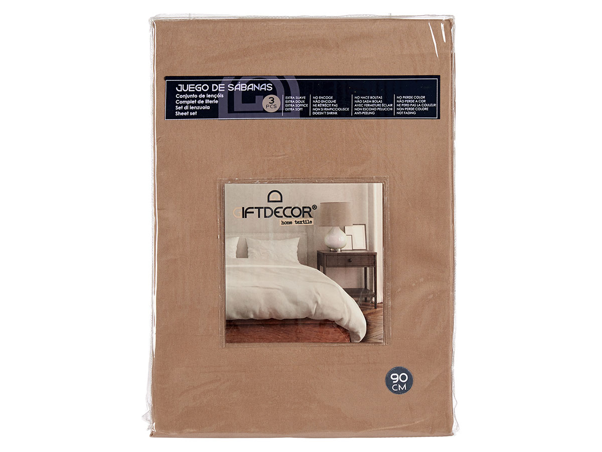 Set 3 sabanas 90cm color marron - Imagen 2