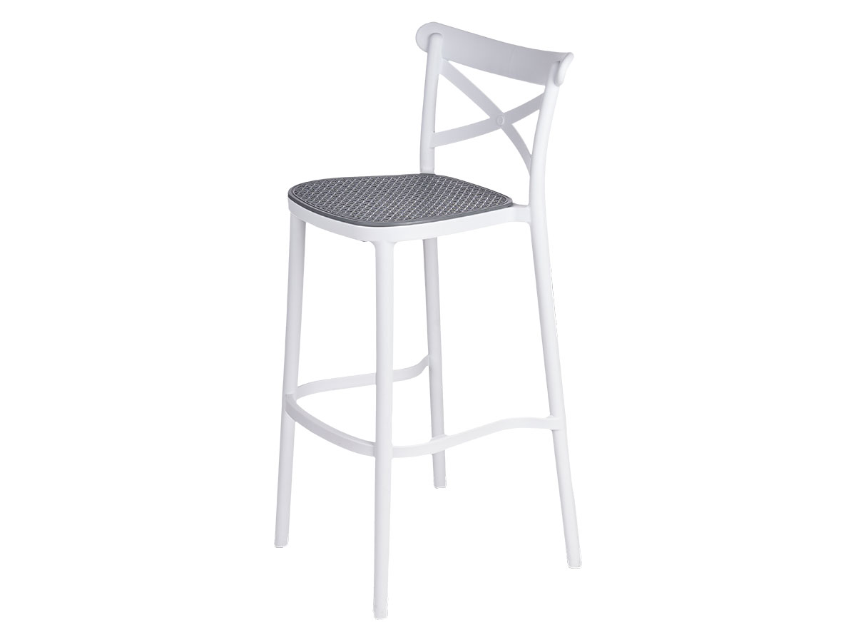 Taburete rattan plástico blanca gris - Imagen 2