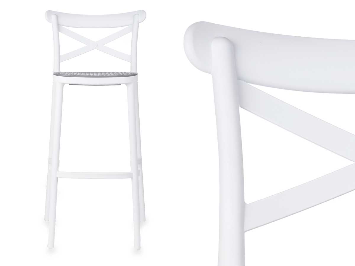 Taburete rattan plástico blanca gris - Imagen 3