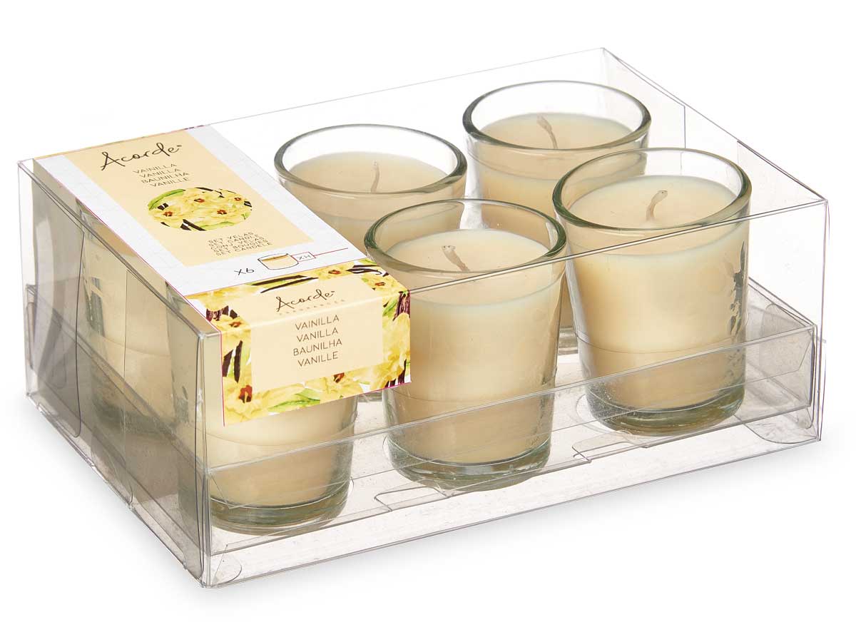 Set 6 velas vaso vidrio vainilla - Imagen 3