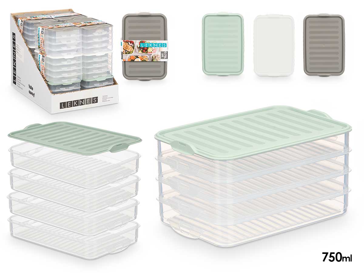 Tupper tapa 4 niveles surt 3 col 750ml