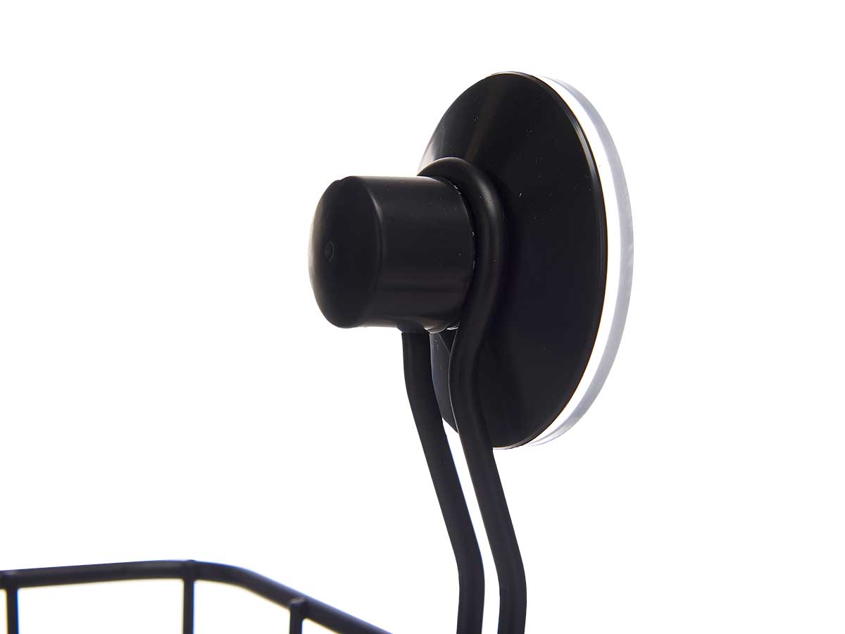 Soporte pared esquinero metal negro mate ventosa - Imagen 3
