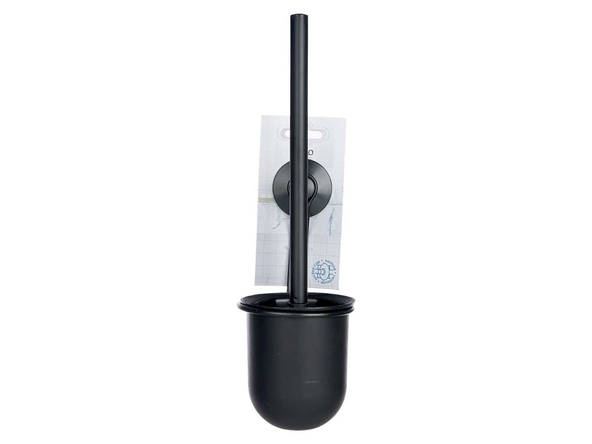 Soporte escobillero pared metal negro mate ventosa - Imagen 2