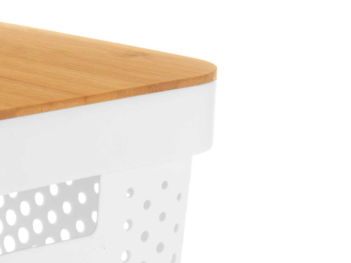 Caja multiusos perforada tapa bambu peq blanc 12cm - Imagen 5