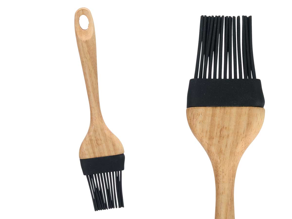 Pincel silicona negra con mango madera - Imagen 2