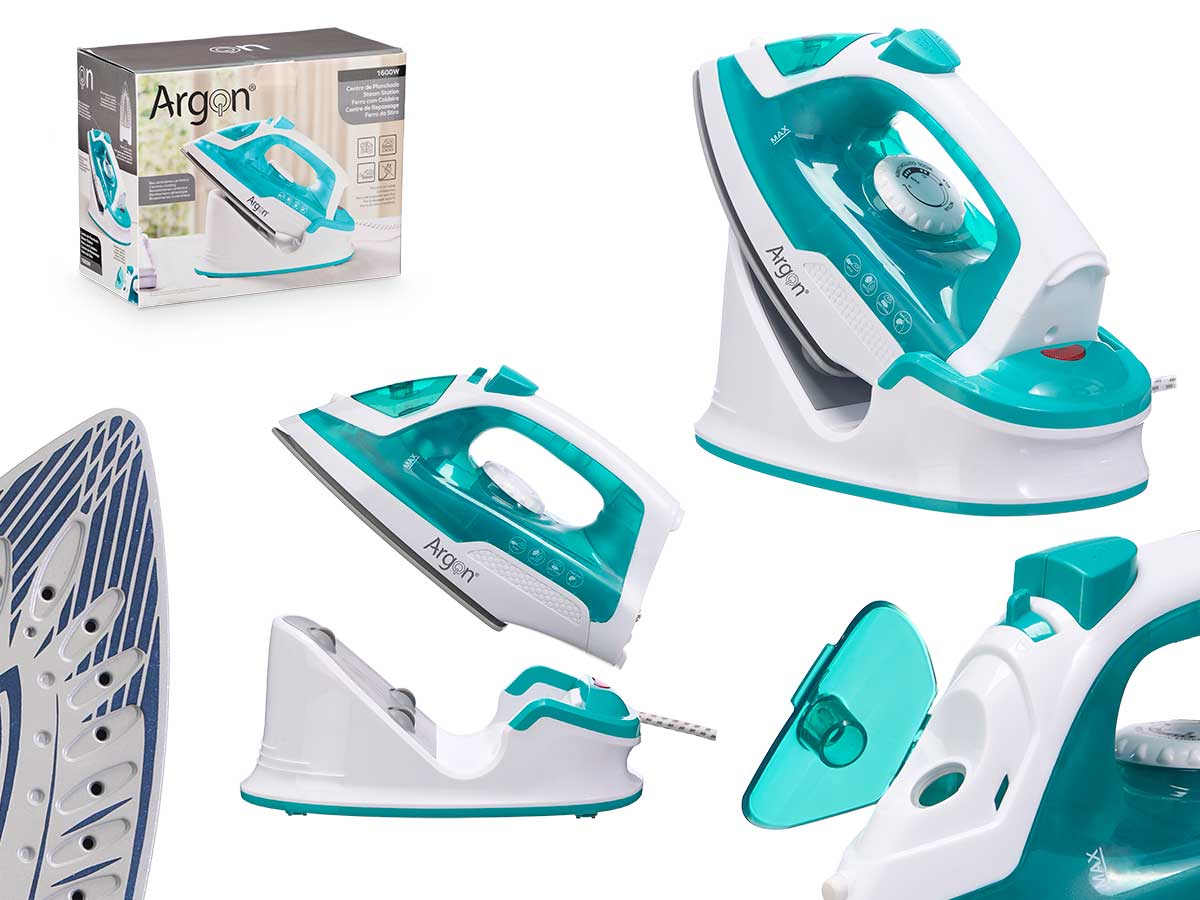 Plancha inalambrica con base verde ceramico 1600w
