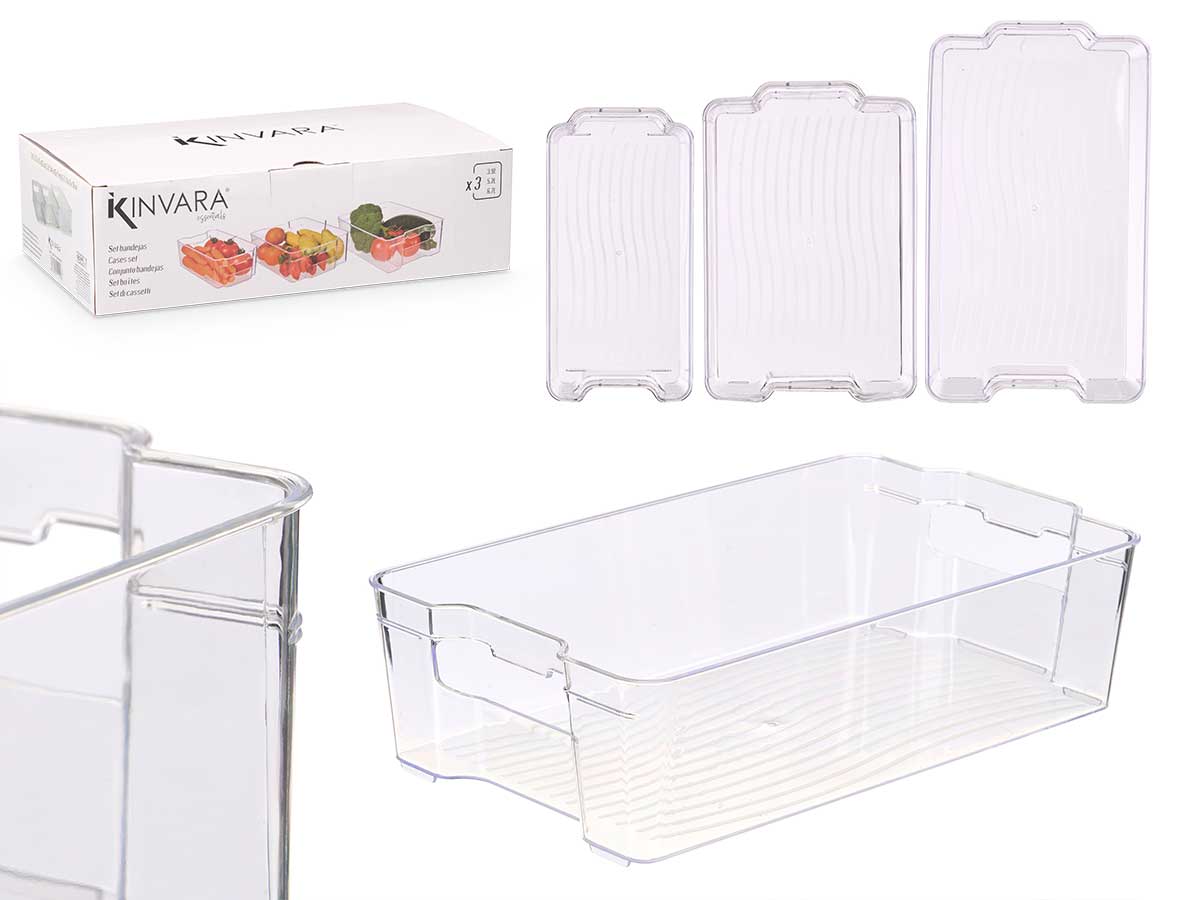 Set 3 bandejas organizad transp nevera