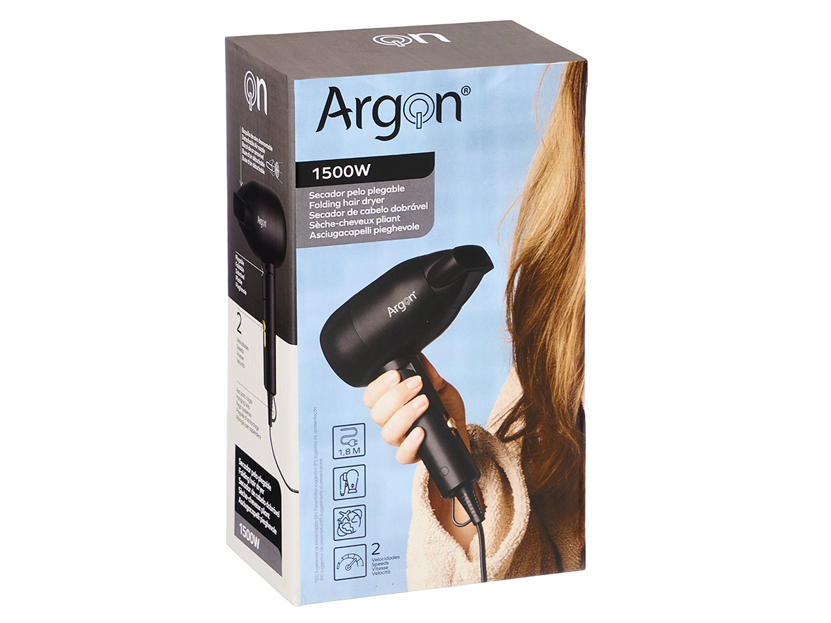 Secador pelo negro dorado mate plegable 1500w - Imagen 3
