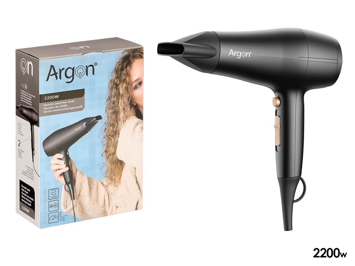 Secador pelo negro dorado mate 2200w