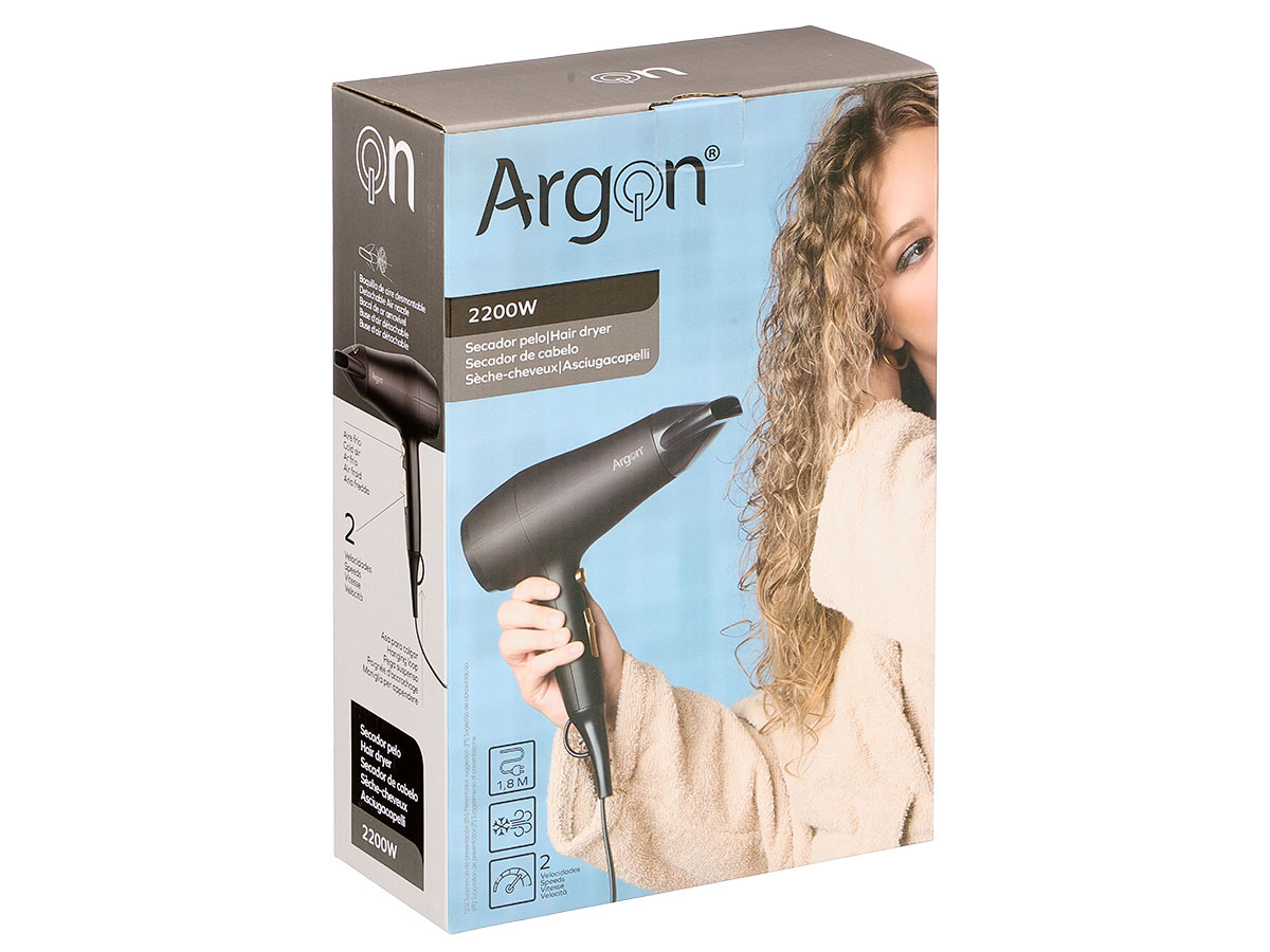 Secador pelo negro dorado mate 2200w - Imagen 3