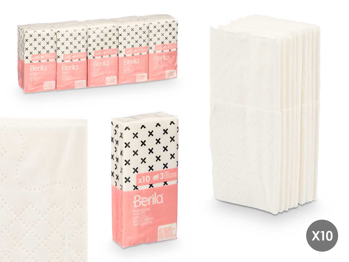 Set 10 paquetes 10 pañuelos 3 capas