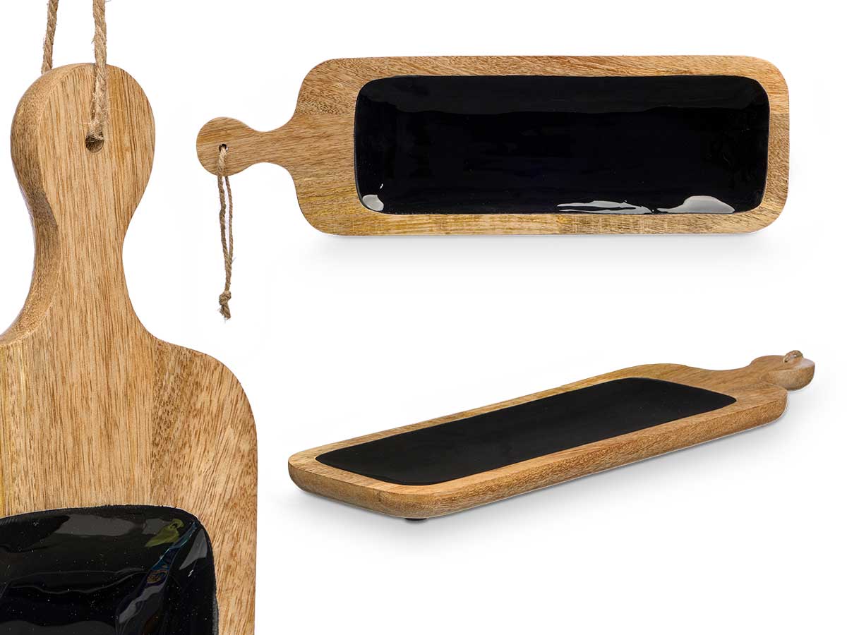 Bandeja rectangular asa madera mango negro