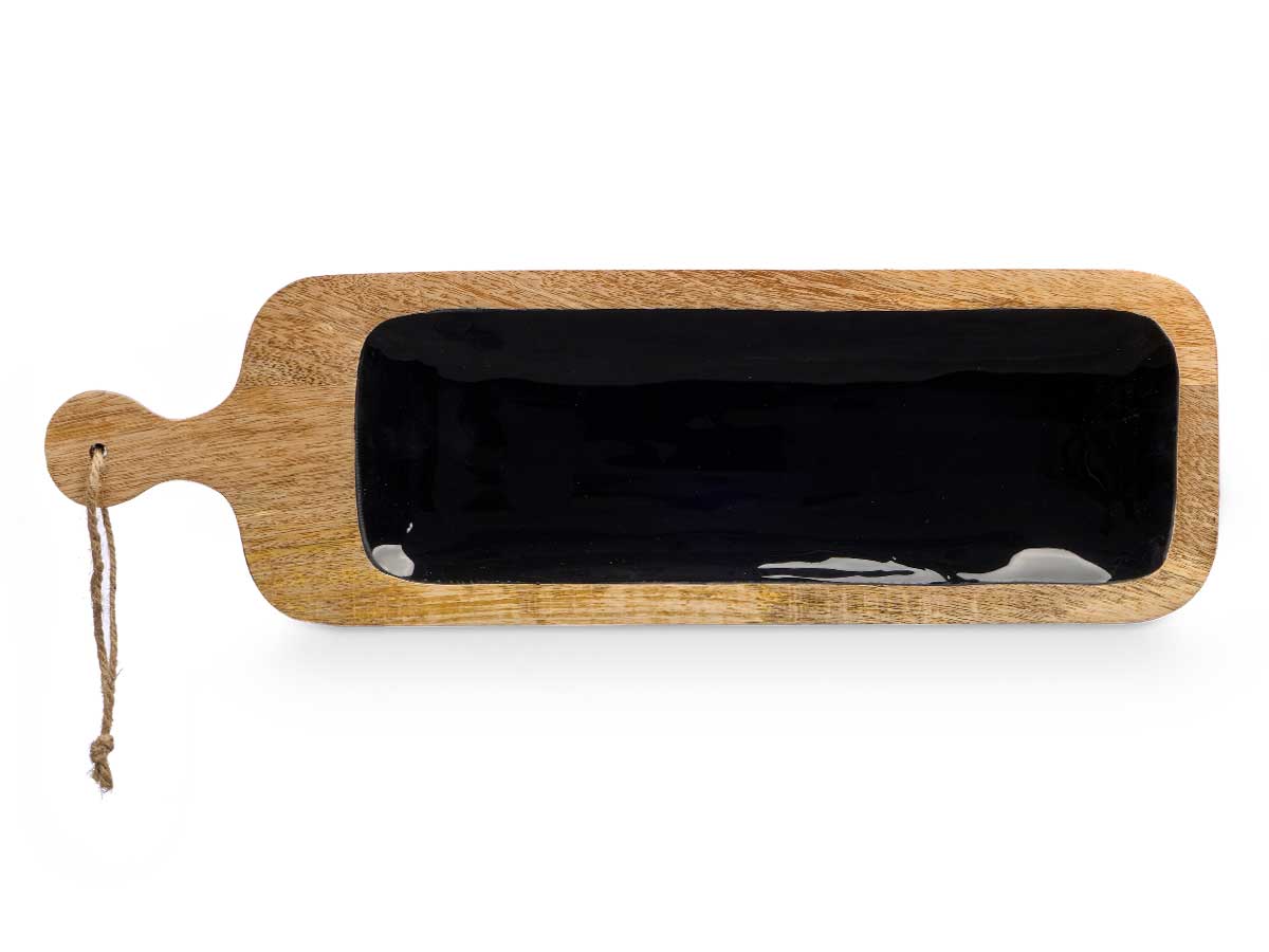 Bandeja rectangular asa madera mango negro - Imagen 3