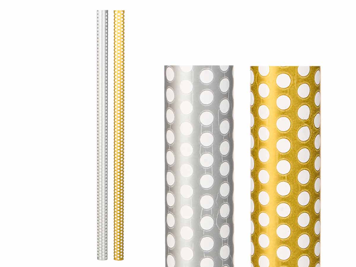 Rollo papel regalo 70x200 lunares oro plata - Imagen 2