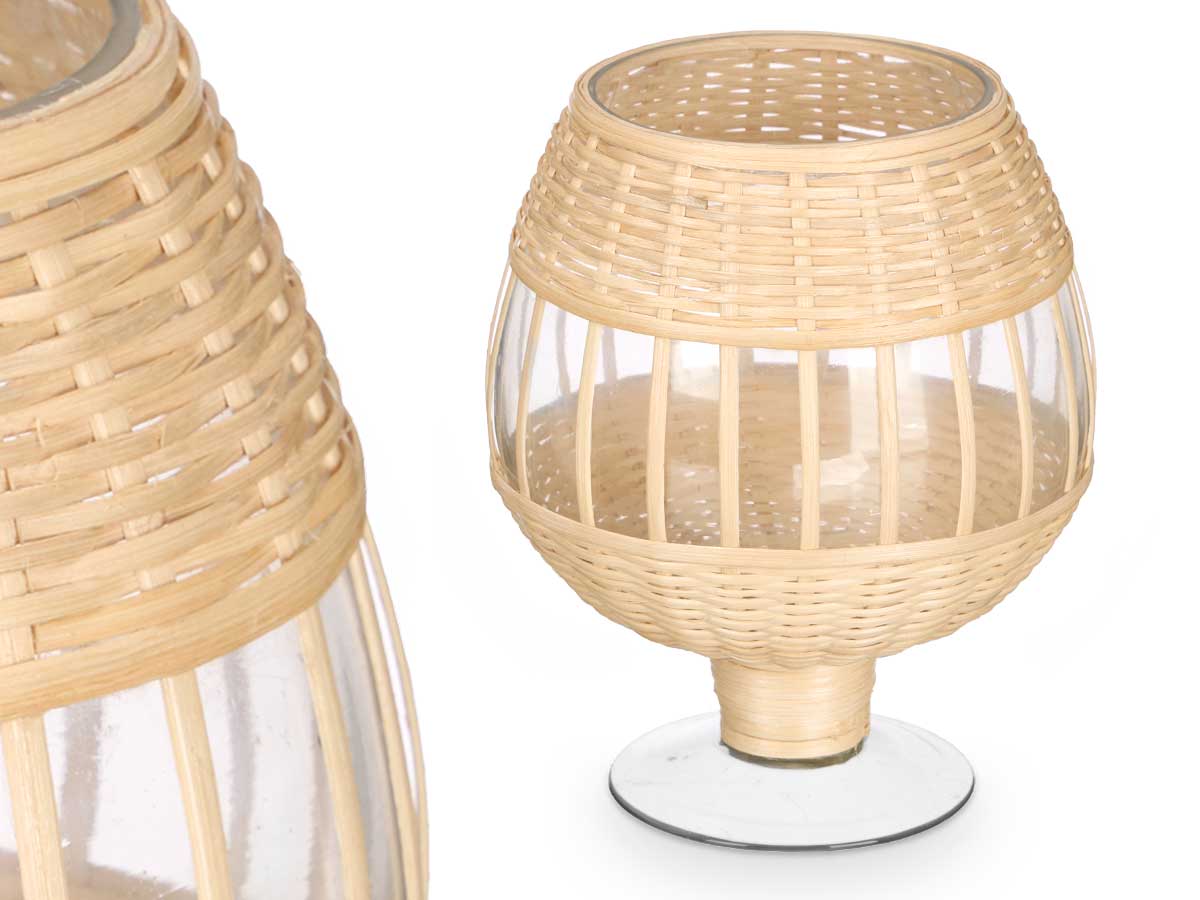 Portavela copa vidrio rattan - Imagen 2
