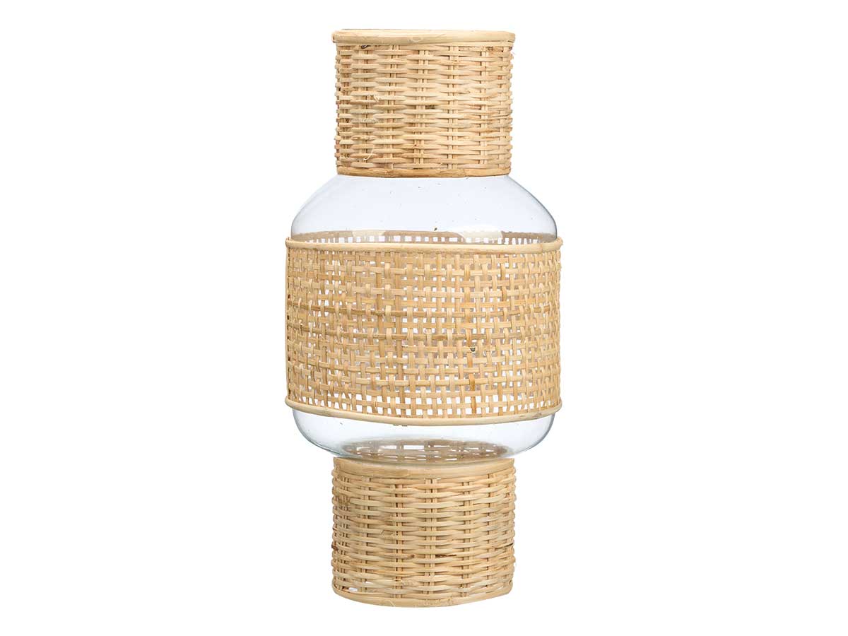 Portavela forma grd vidrio rattan - Imagen 3