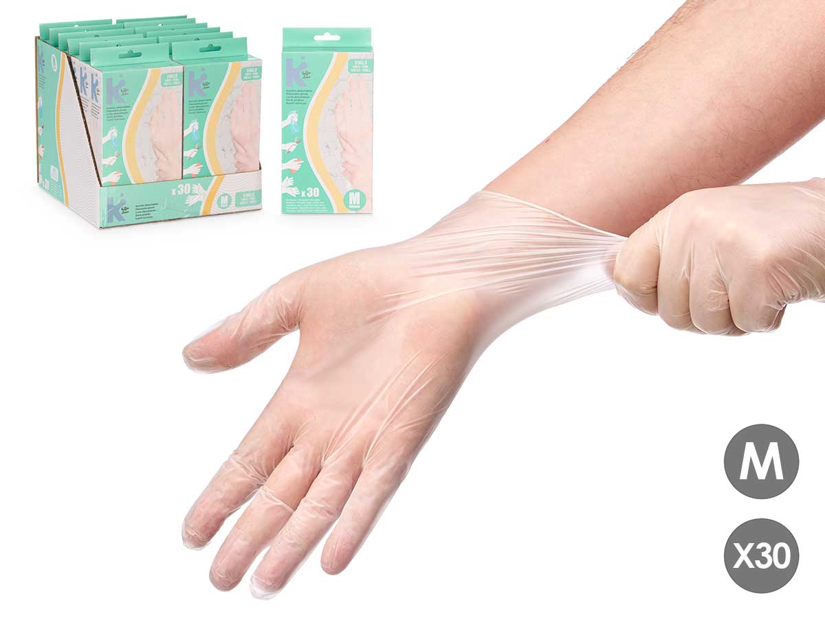 Set 30 guantes vinilo talla m