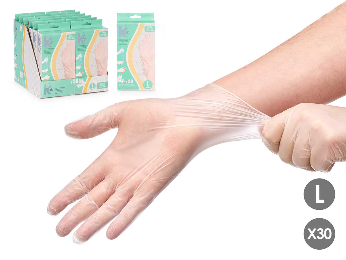 Set 30 guantes vinilo talla l