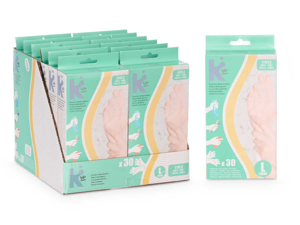 Set 30 guantes vinilo talla l - Imagen 2