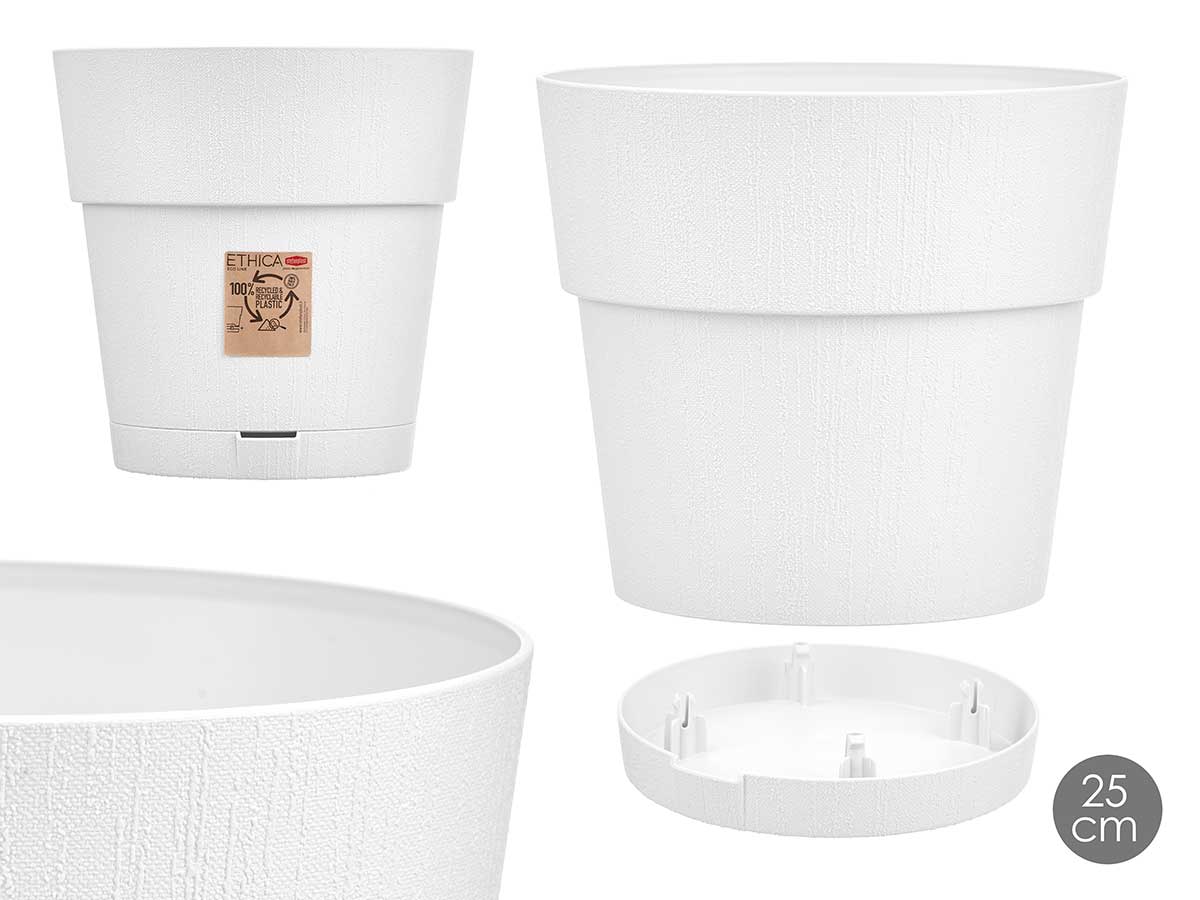 Maceta plastico 25 cm ethica blanca