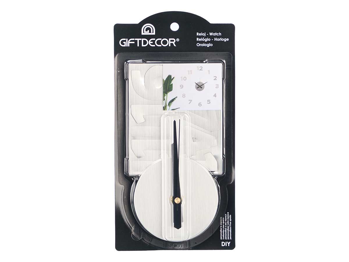 Reloj pegatina 35 cm numeros satinado plata - Imagen 4