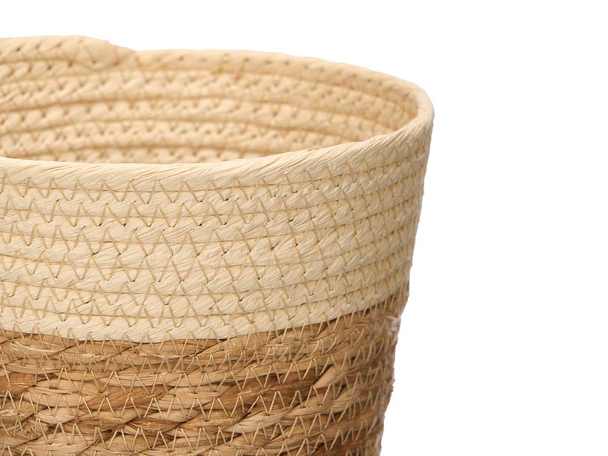 Set 3 cestos redondos 19cm alto natural - Imagen 3