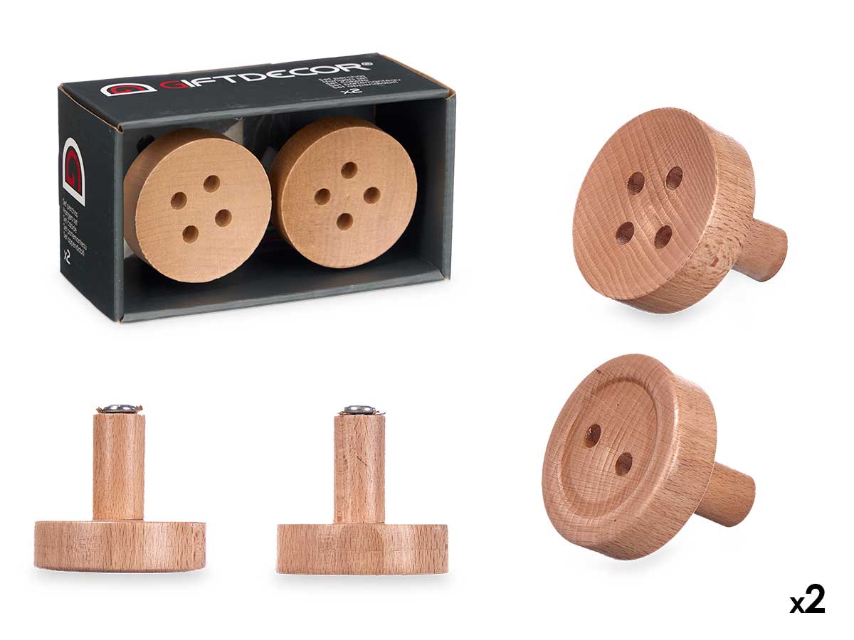 Set 2 perchas madera color natural