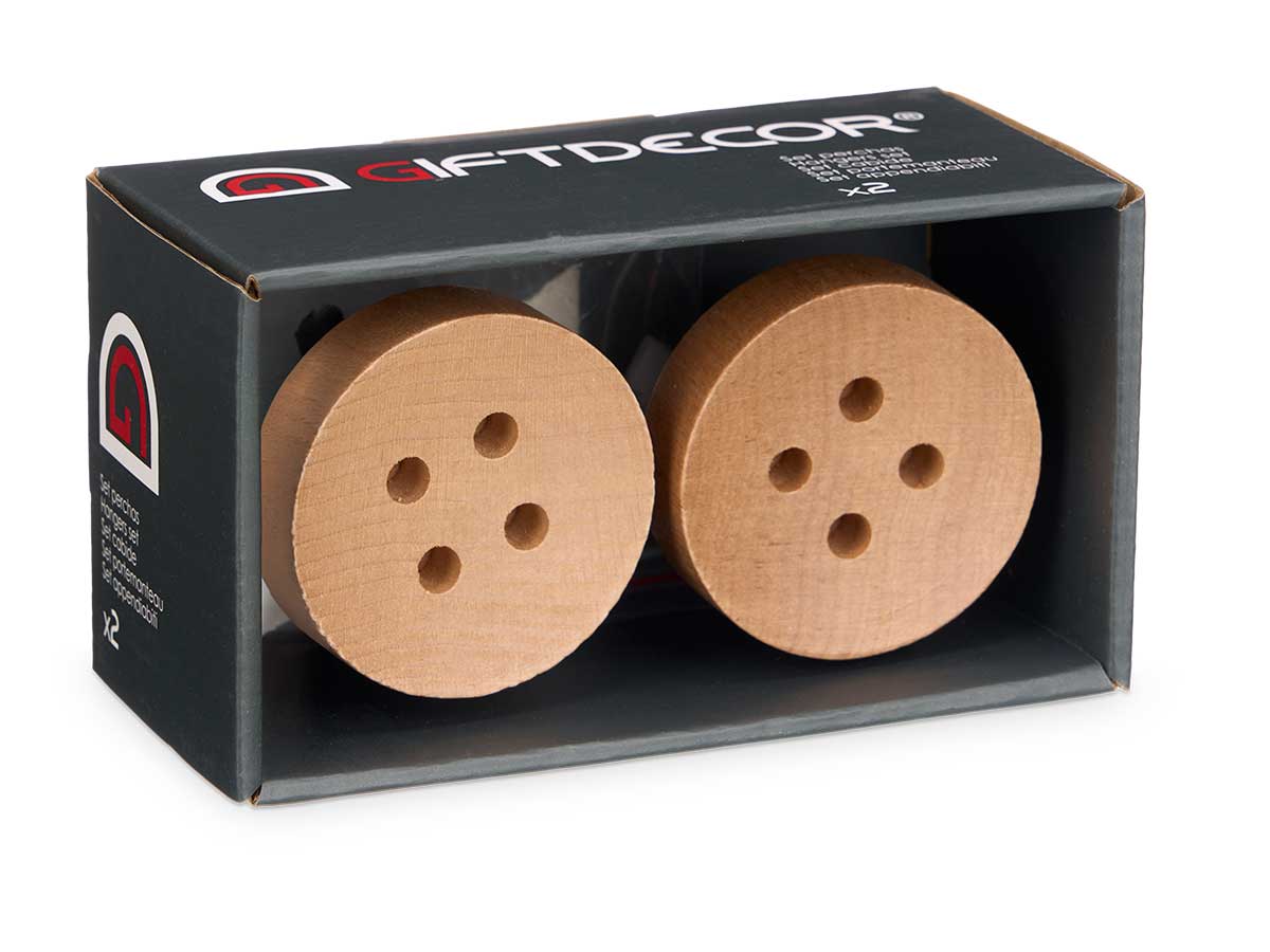 Set 2 perchas madera color natural - Imagen 3