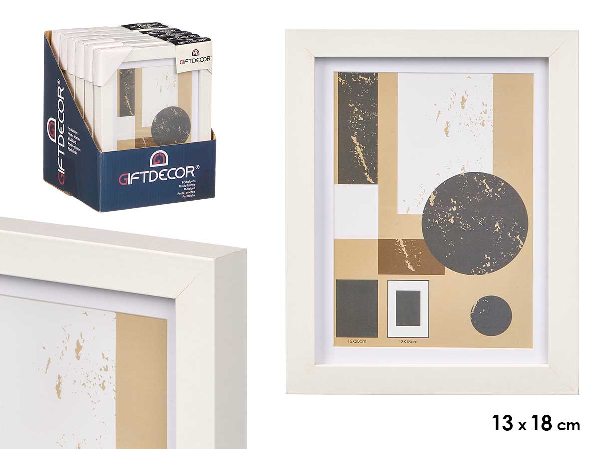 Portafoto pared madera paspartu 13x18cm blanco