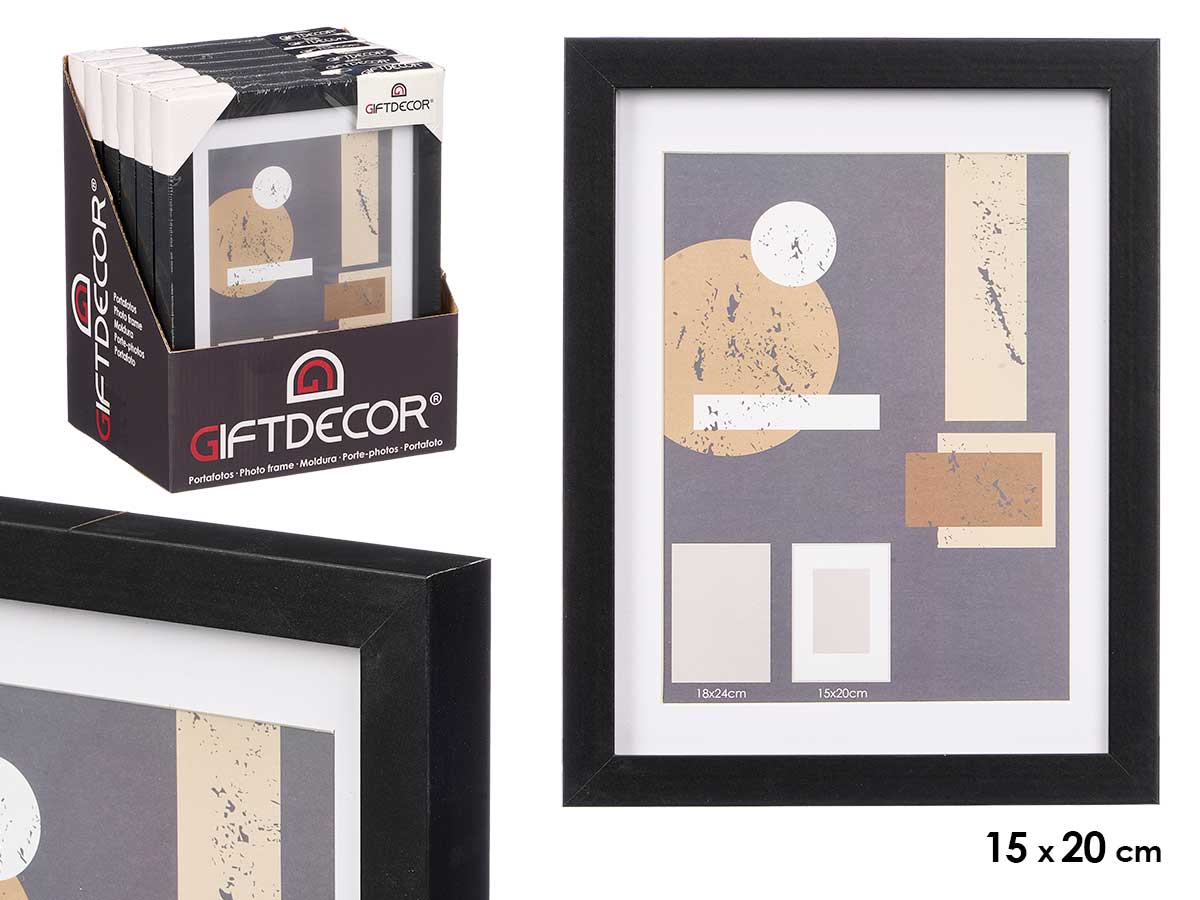 Portafoto pared madera paspartu 15x20cm negro