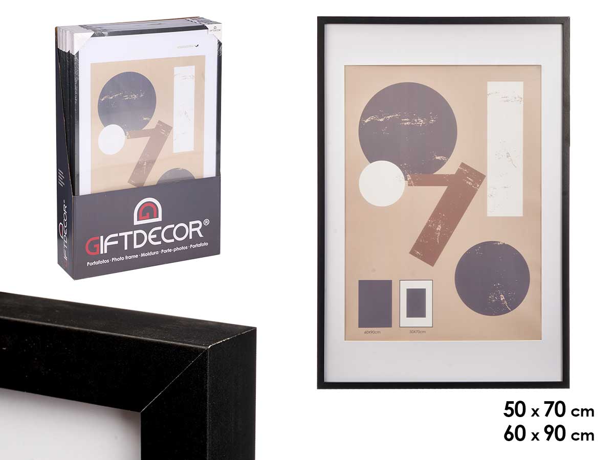 Portafoto pared madera paspartu 50x70cm negro