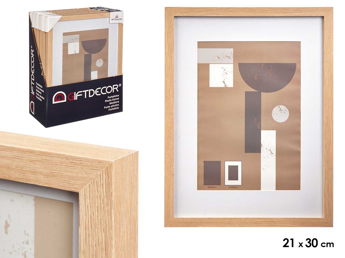 Portafoto pared madera paspartu 21x30cm natural