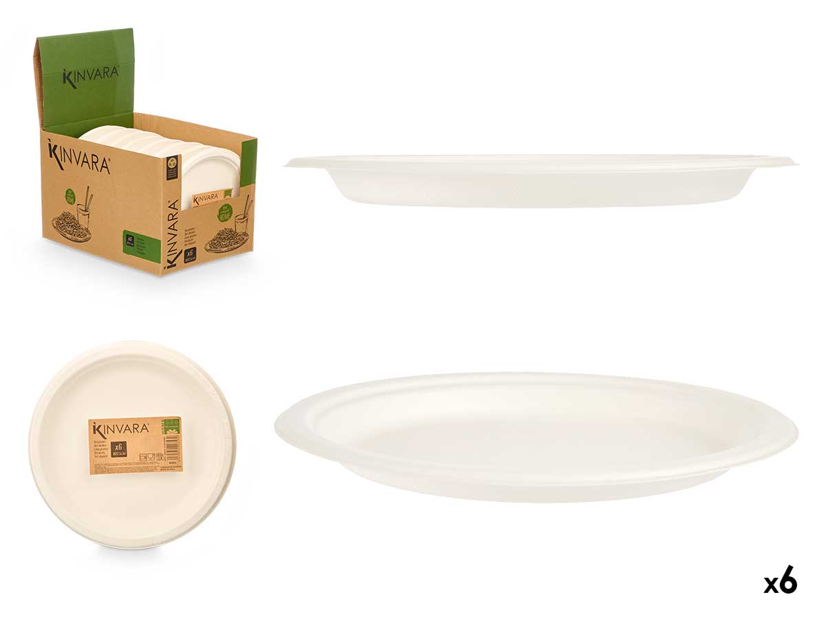 Set 6 plato llano biodegradable med