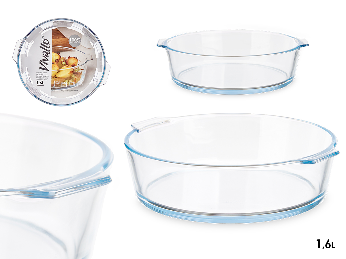 Bandeja borosilicato redonda asas 1600ml