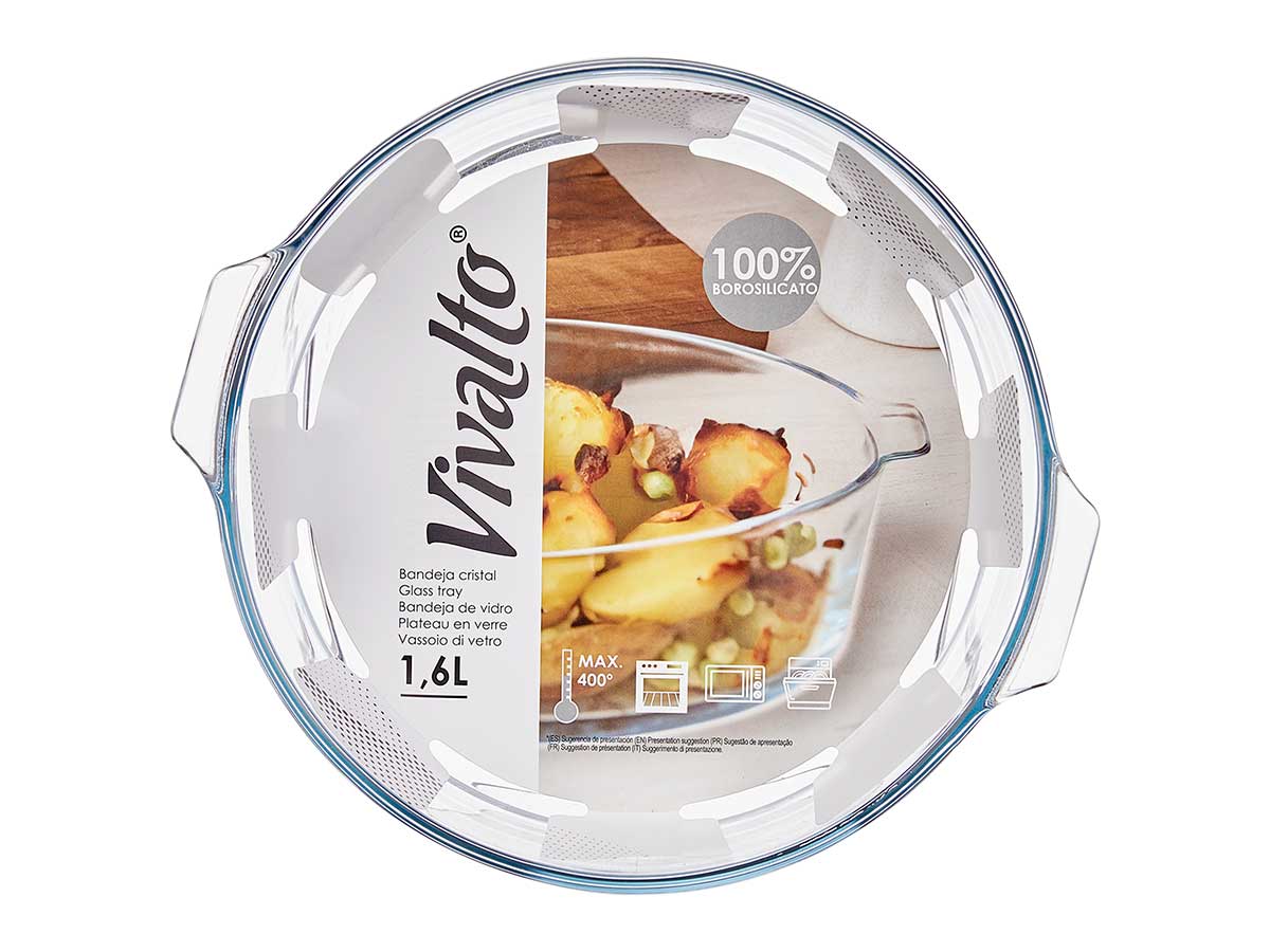 Bandeja borosilicato redonda asas 1600ml - Imagen 3