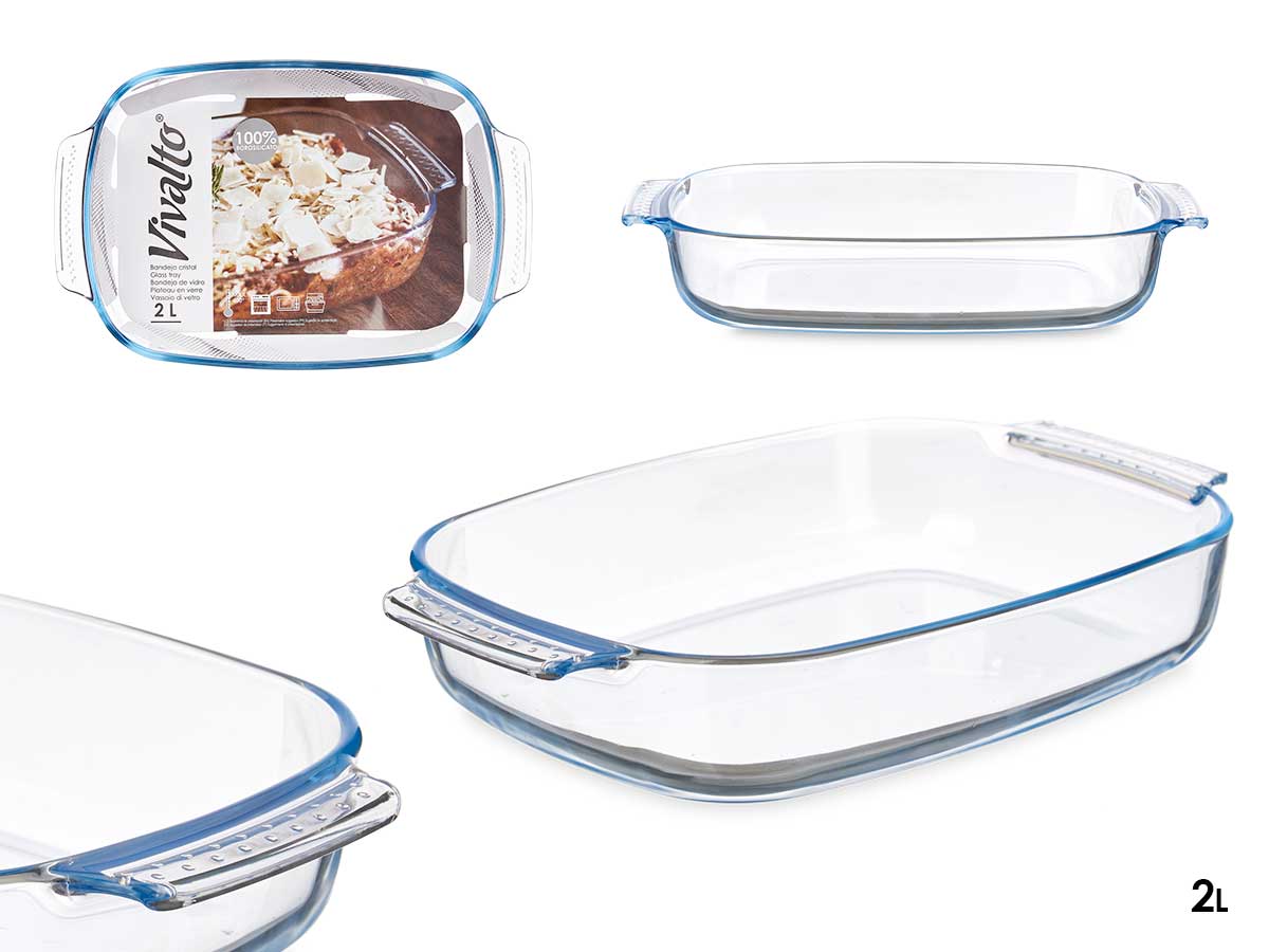 Bandeja borosilicato rectangular asas 2000ml