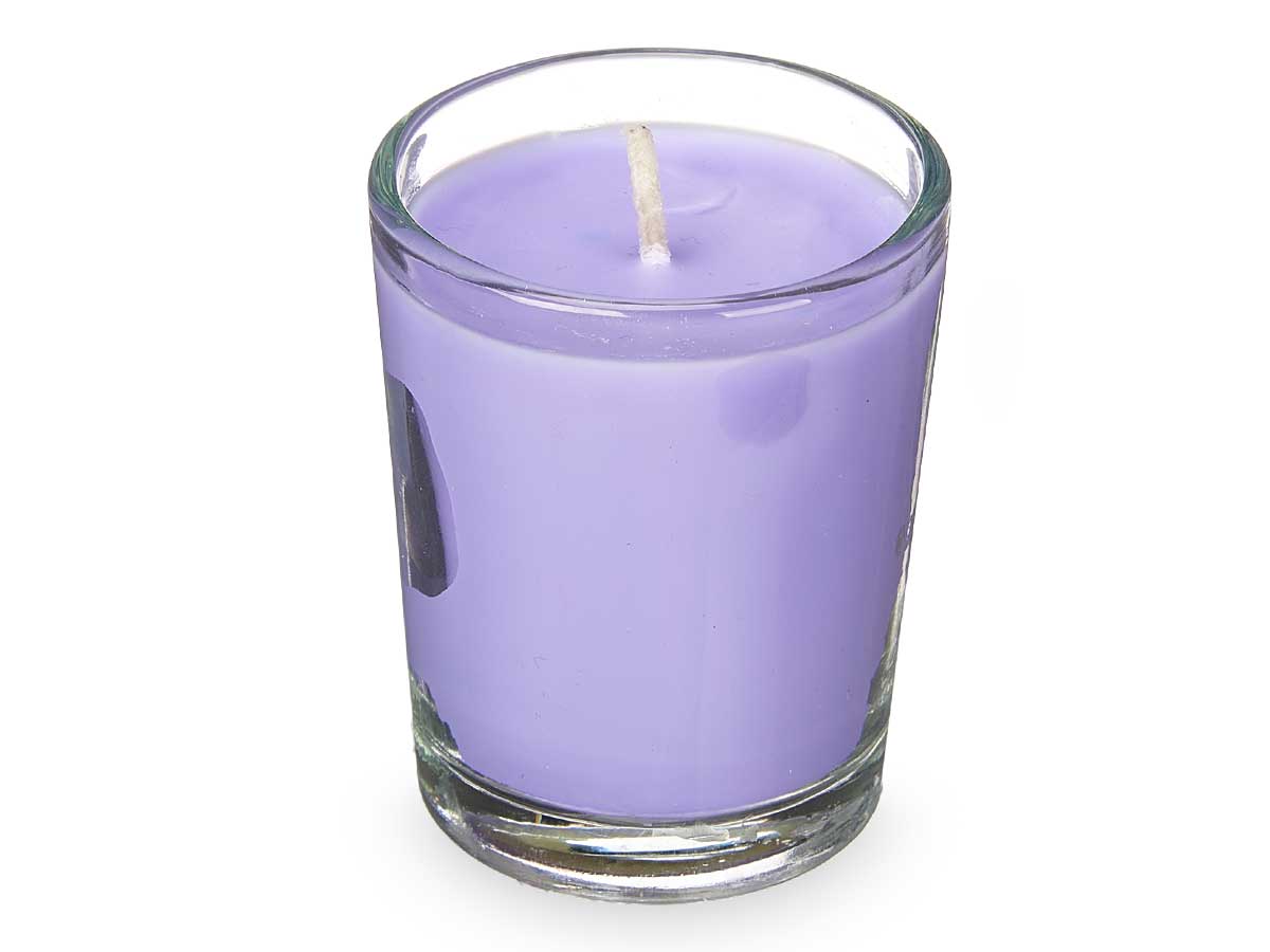Set 6 velas vaso vidrio lavanda - Imagen 2