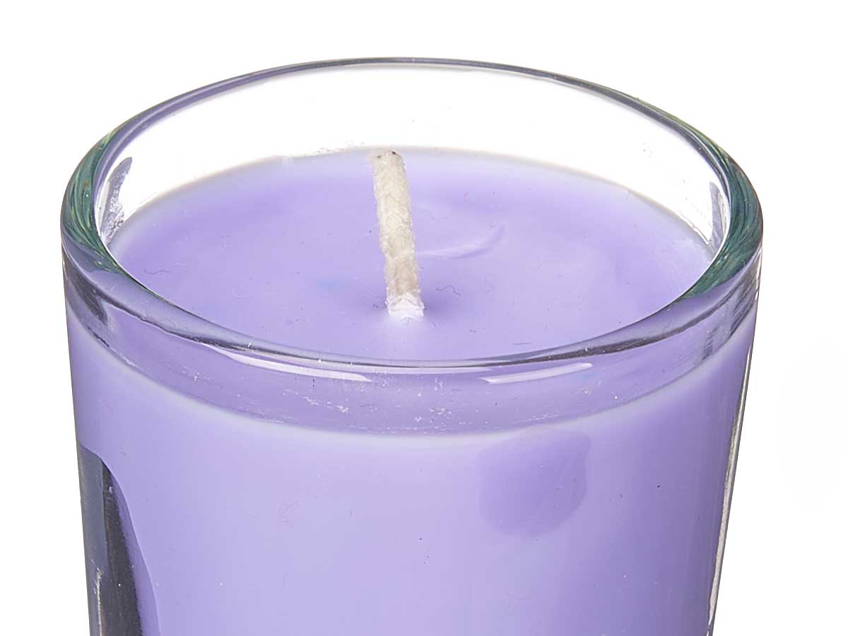 Set 6 velas vaso vidrio lavanda - Imagen 4
