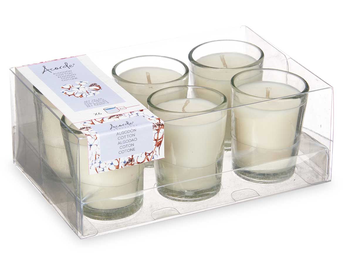 Set 6 velas vaso vidrio algodon - Imagen 3