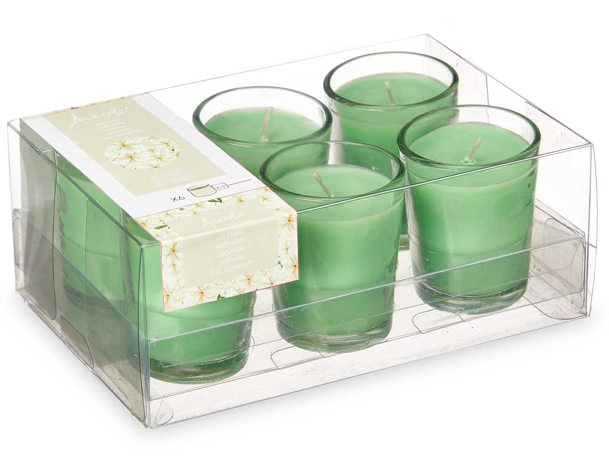 Set 6 velas vaso vidrio jazmin - Imagen 3