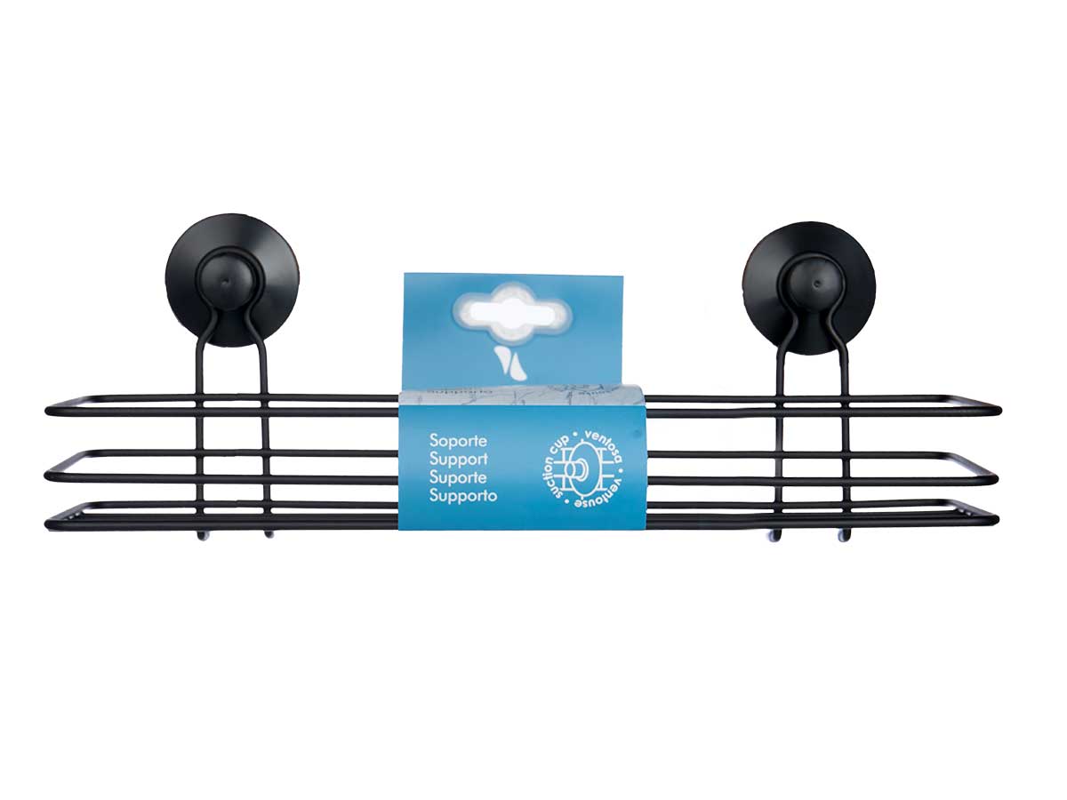Soporte ducha metal negro rectang bajo ventosa - Imagen 2