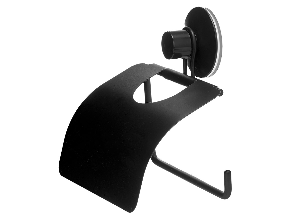 Portarrollo metal negro mate tapa ventosa - Imagen 2