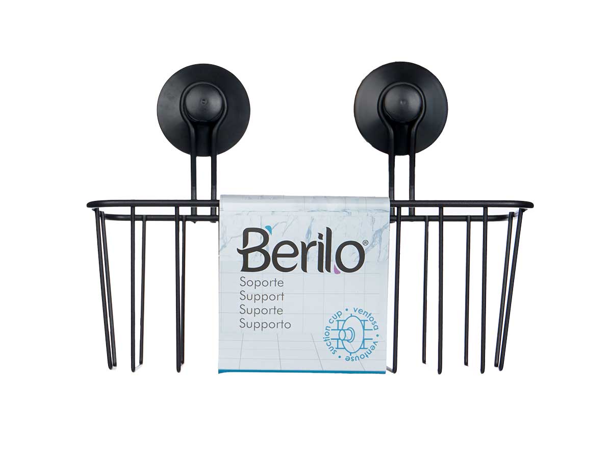 Soporte pared rectangular metal negro ventosa - Imagen 2