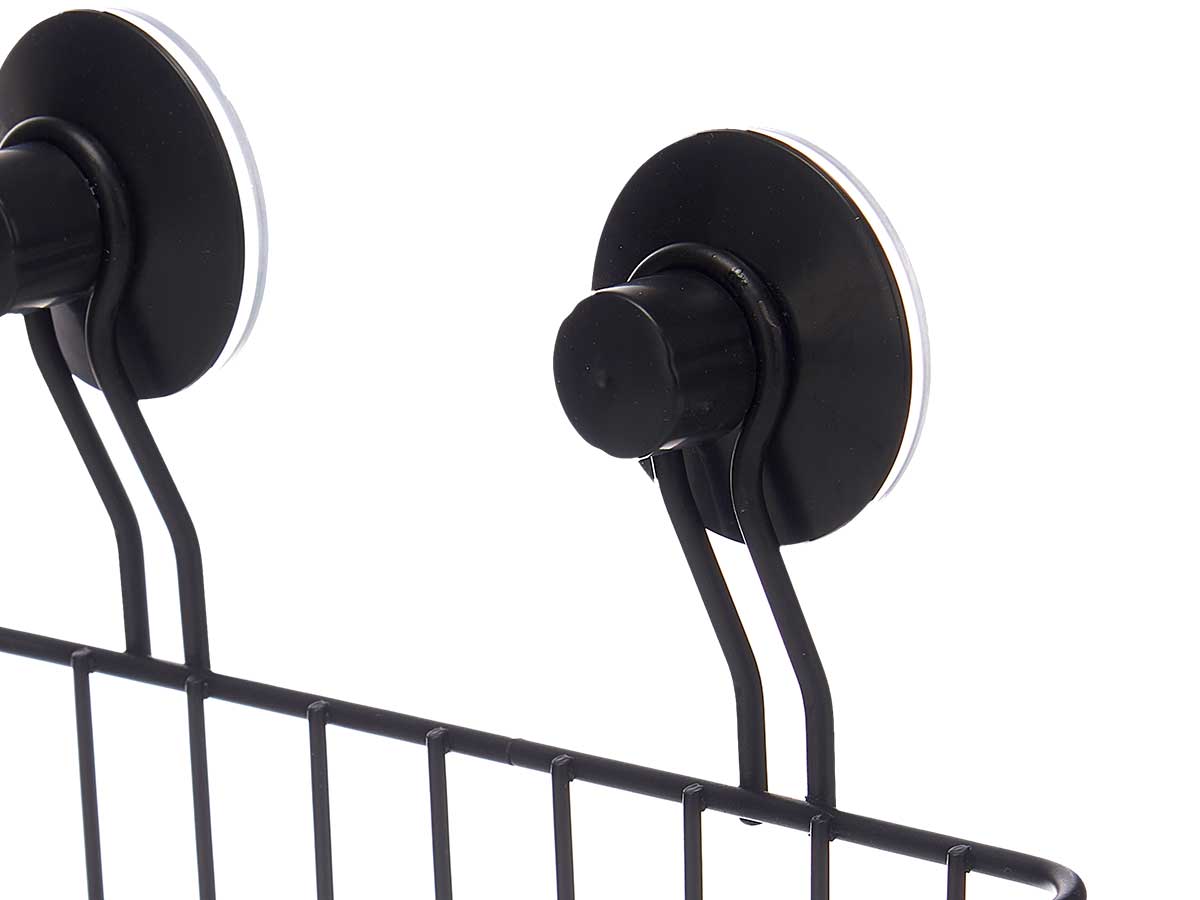 Soporte pared rectangular metal negro ventosa - Imagen 3