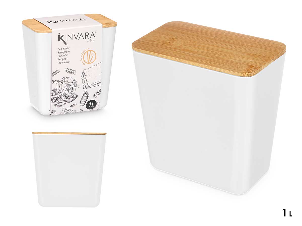 Tarro rectangular bajo blanco 1l