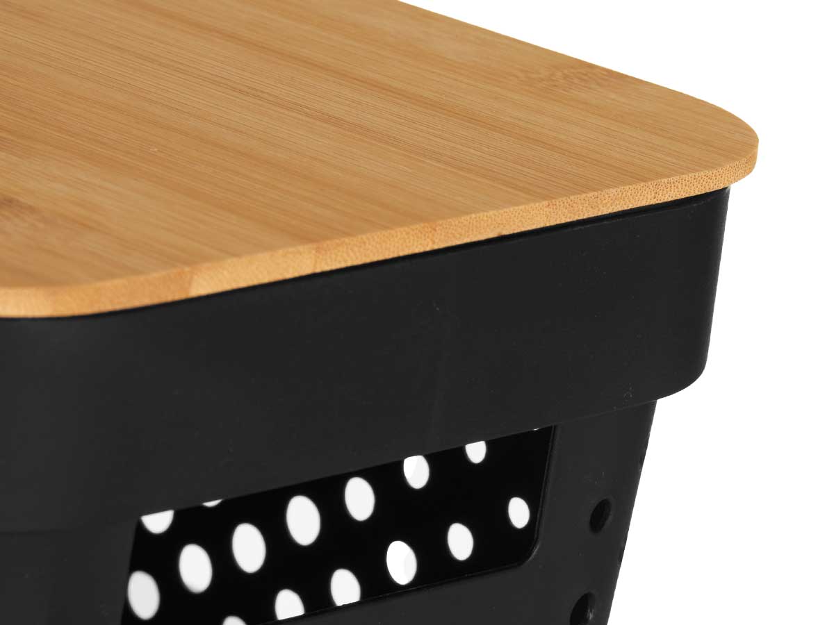 Caja multiusos perforada tapa bambu peq negra 12cm - Imagen 4