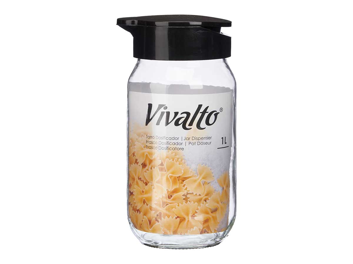 Tarro cristal dosificador 1l negro - Imagen 2