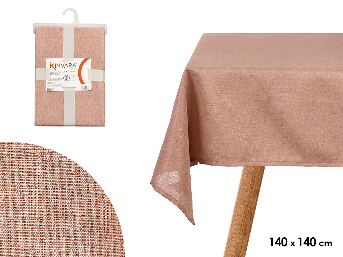 Mantel poliester 140x140cm rosa palo
