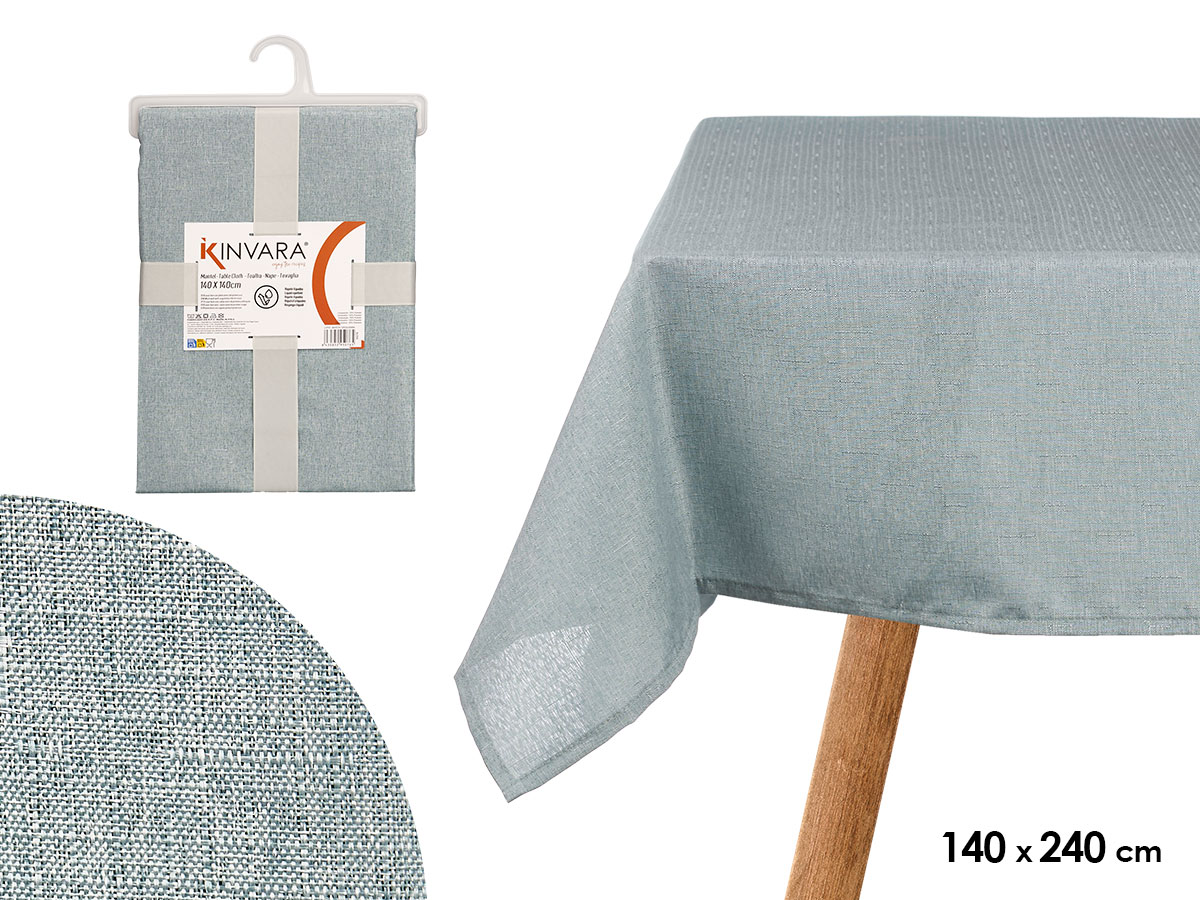 Mantel poliester 140x240cm azul palo
