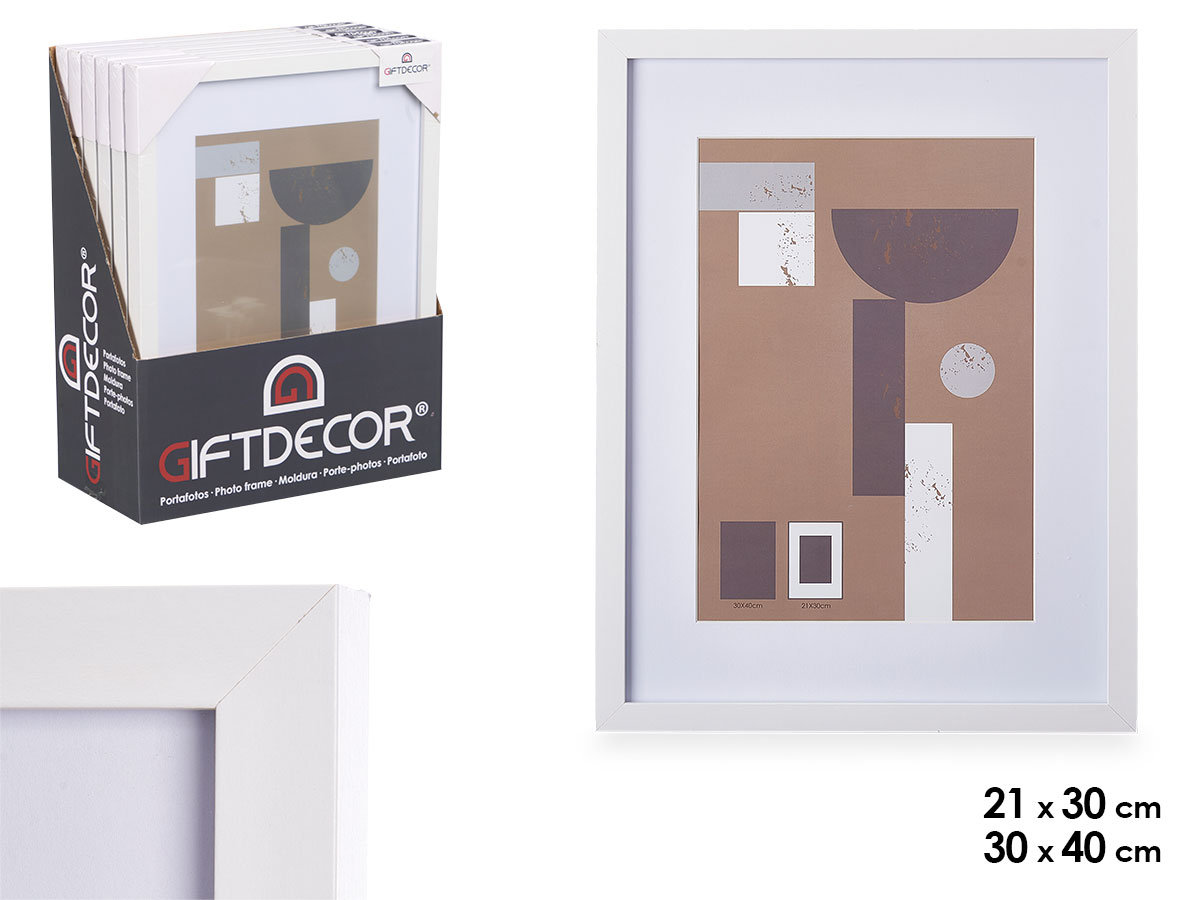 Portafoto pared madera paspartu 21x30cm blanco